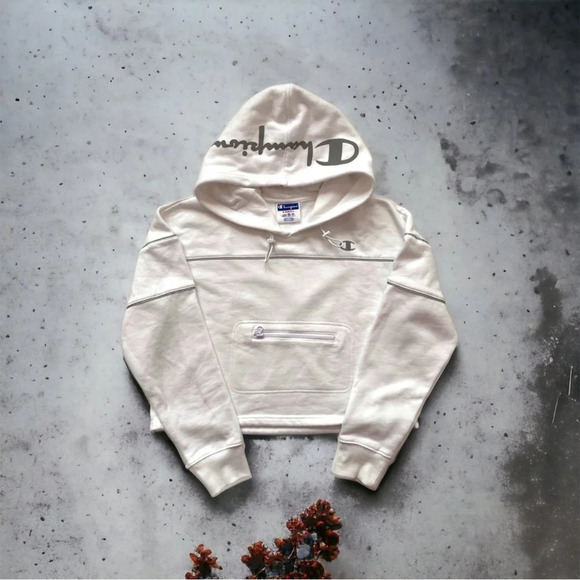 Champion x Urban Outfitters Exclusive White Reflective Hoodie Sweatshirt - Picture 1 of 15